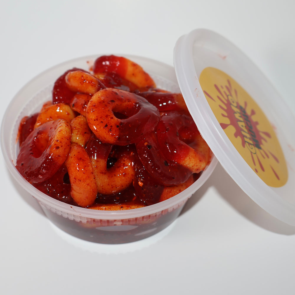 
                      
                        8oz of Chamoy Peach Rings
                      
                    